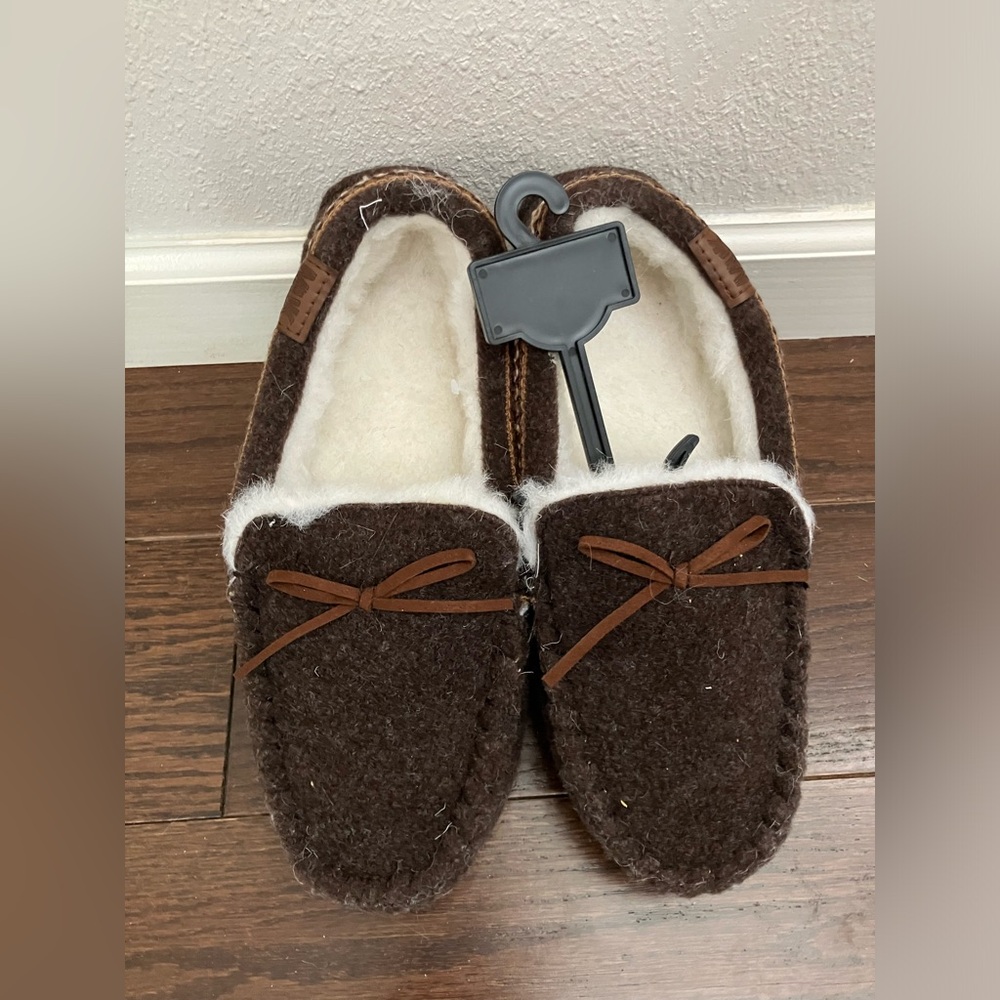 Muk Luks Brown Faux Shearling Lined Moccasin Slippers